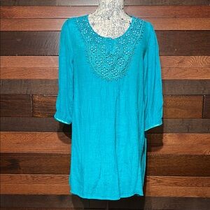 Sahiba Turquoise Embroidered Tunic Top